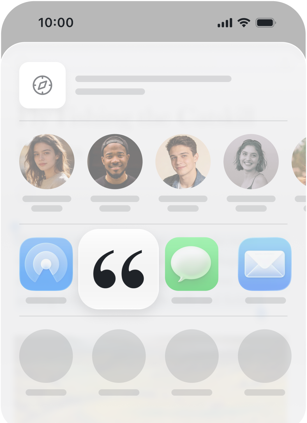 The iOS share sheet with Commonplace as a destination